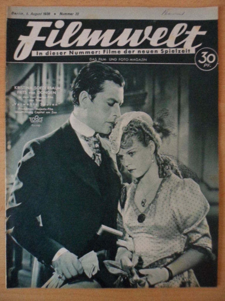 FILMWELT magazine side cover Issue 32 5 August 1938