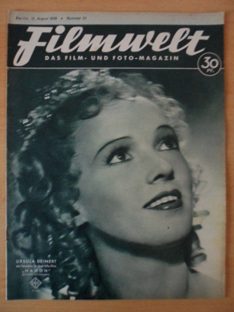 FILMWELT magazine side cover Issue 33 12 August 1938