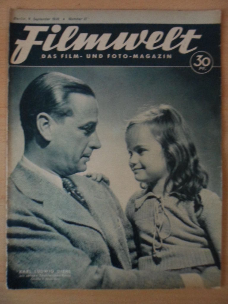 FILMWELT magazine side cover Issue 37 9 September 1938