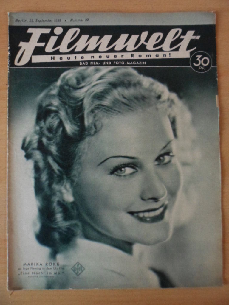 FILMWELT magazine side cover Issue 39 23 September 1938