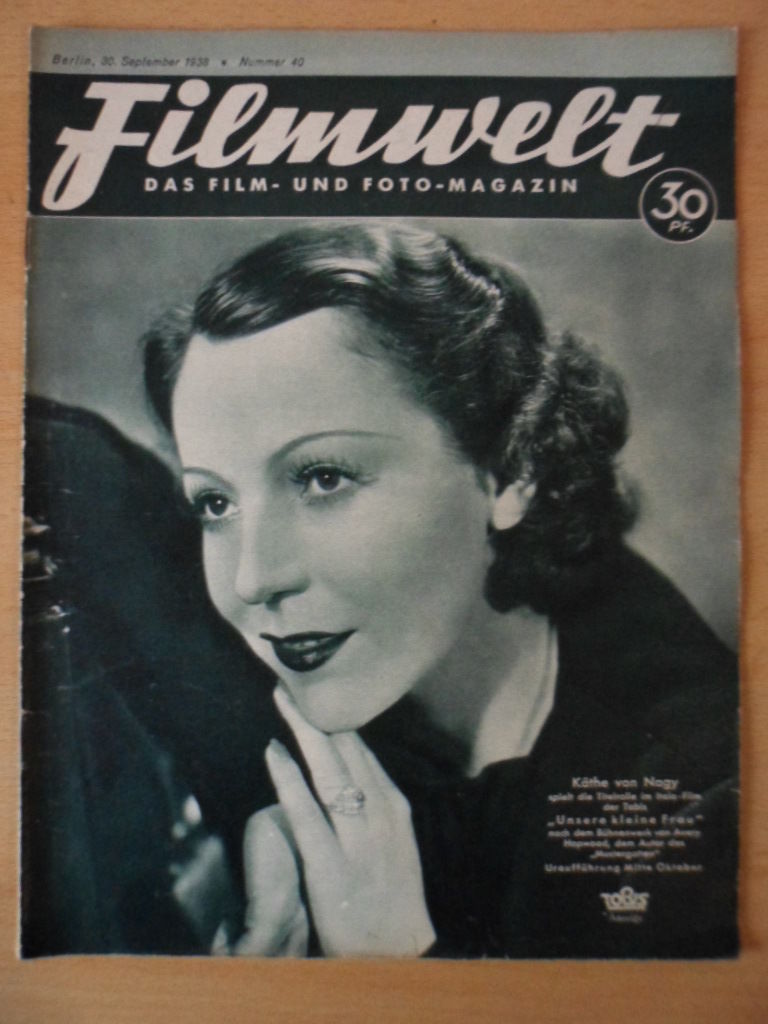 FILMWELT magazine side cover Issue 40 30 September 1938