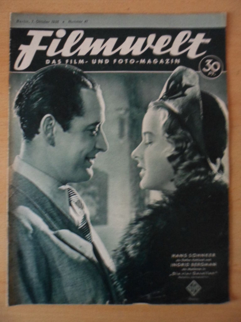FILMWELT magazine side cover Issue 41 7 October 1938