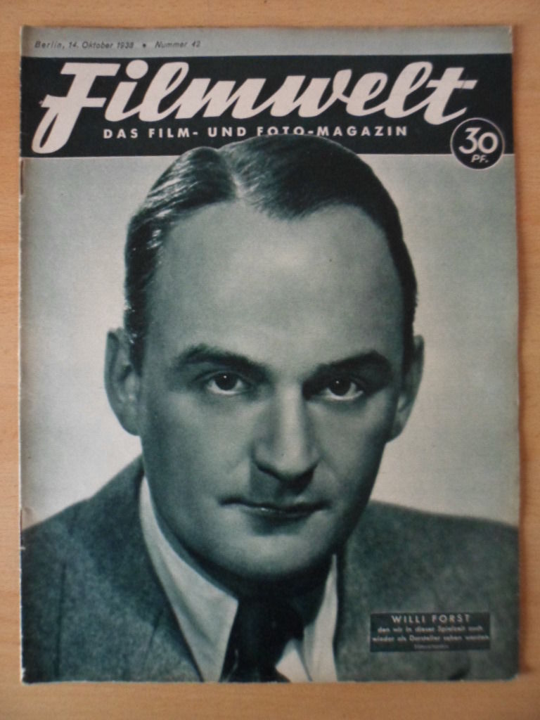 FILMWELT magazine side cover Issue 42 14 October 1938