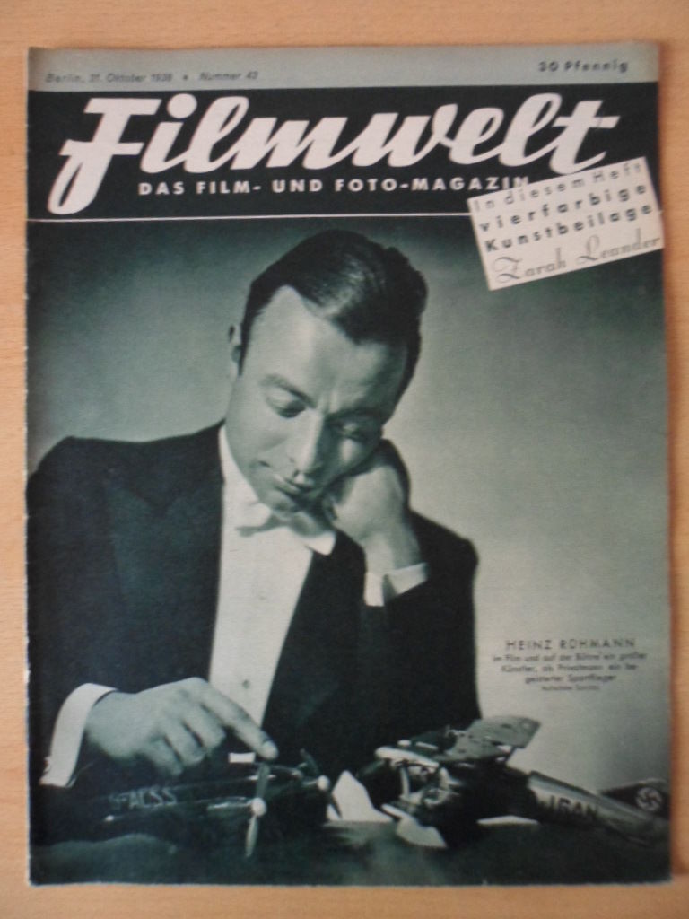FILMWELT magazine side cover Issue 43 21 October 1938