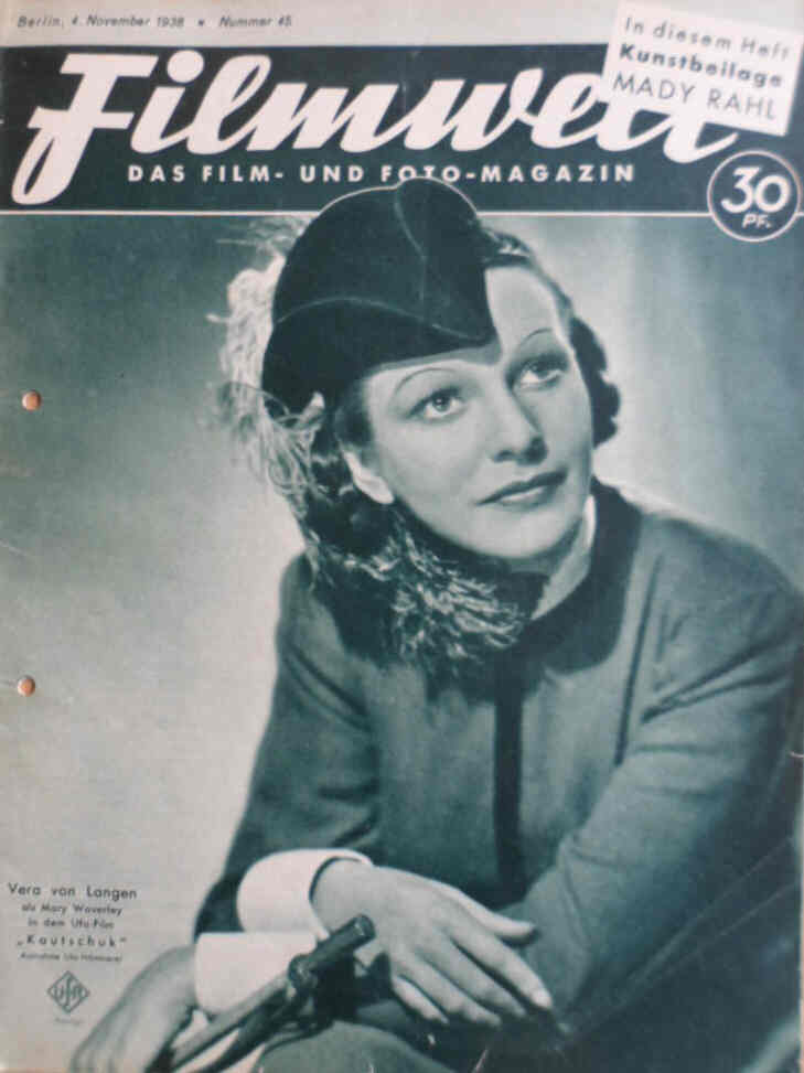 FILMWELT magazine side cover Issue 45 4 November 1938