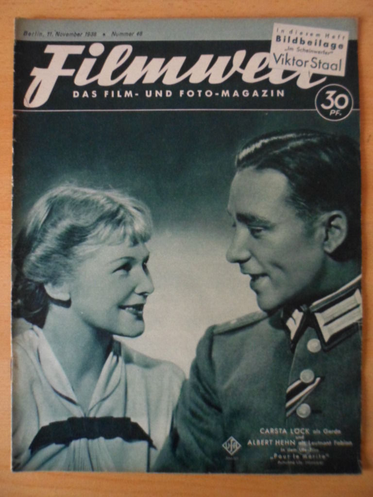FILMWELT magazine side cover Issue 46 11 November 1938