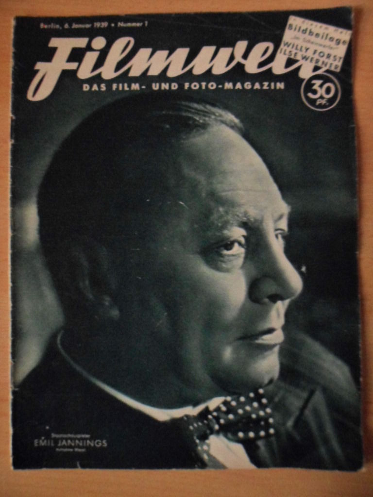 FILMWELT magazine side cover Issue 1 6 January 1939