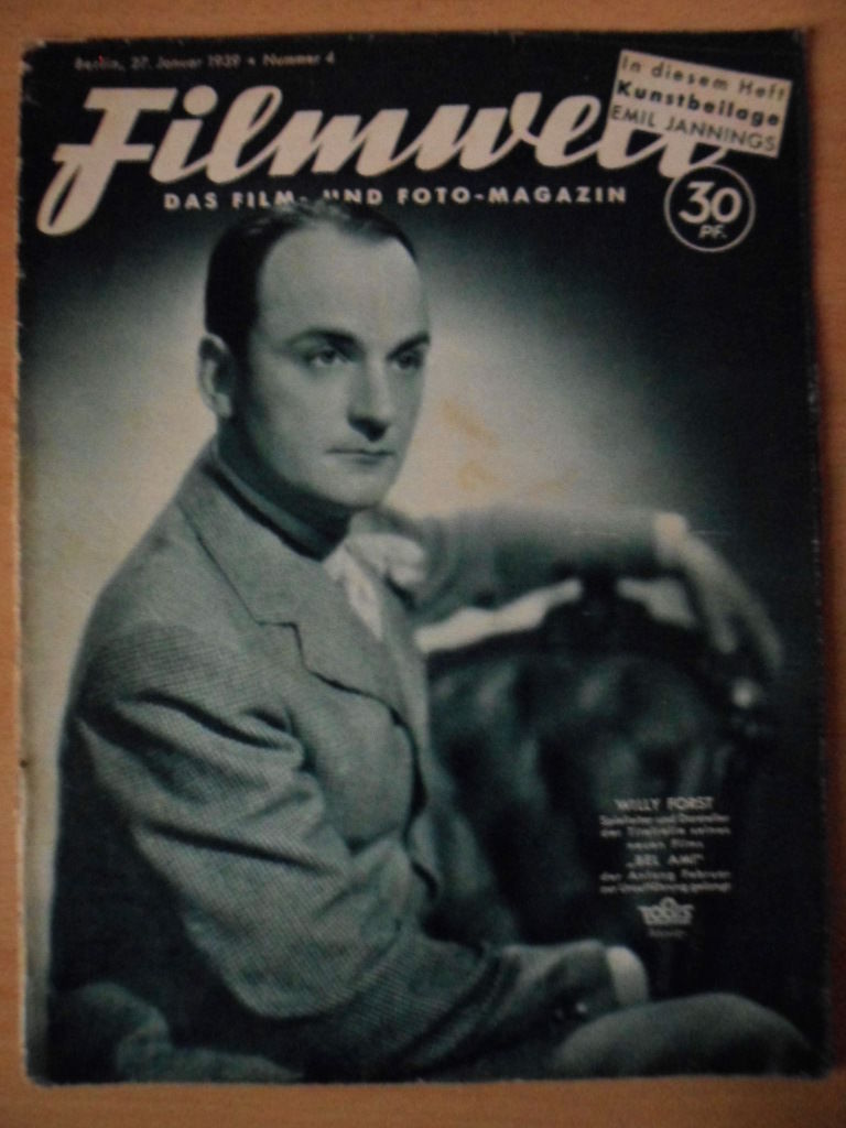 FILMWELT magazine side cover Issue 4 27 January 1939