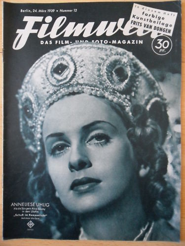 FILMWELT magazine side cover Issue 12 24 March 1939