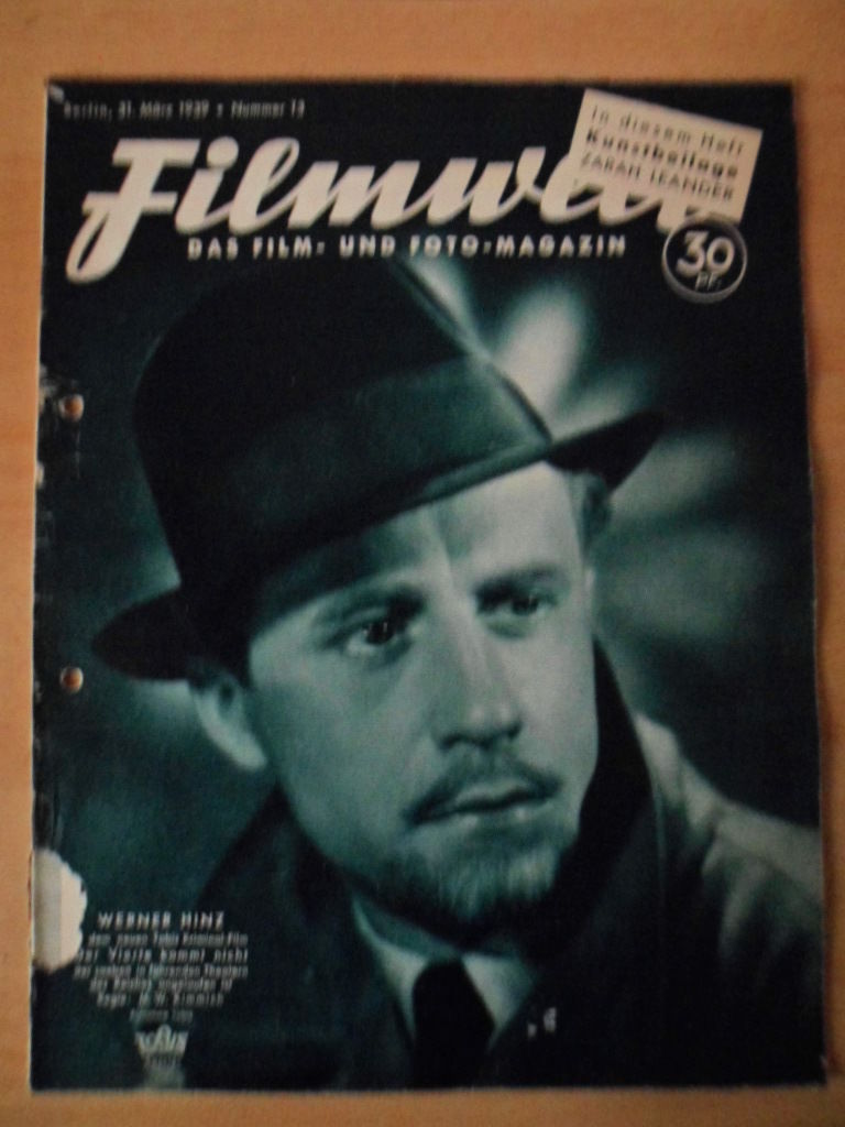 FILMWELT magazine side cover Issue 13 31 March 1939