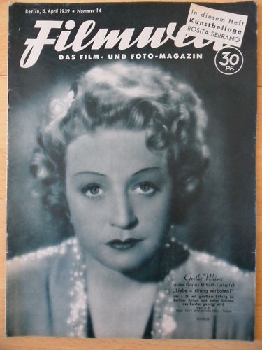FILMWELT magazine side cover Issue 14 6 April 1939