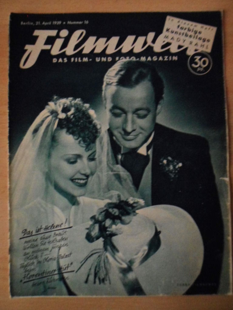 FILMWELT magazine side cover Issue 16 21 April 1939