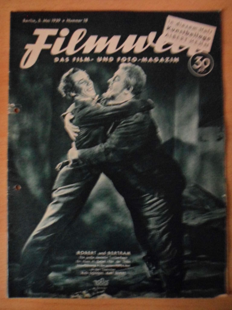 FILMWELT magazine side cover Issue 18 5 May 1939