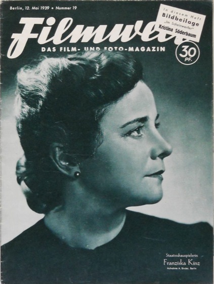 FILMWELT magazine side cover Issue 19 12 May 1939