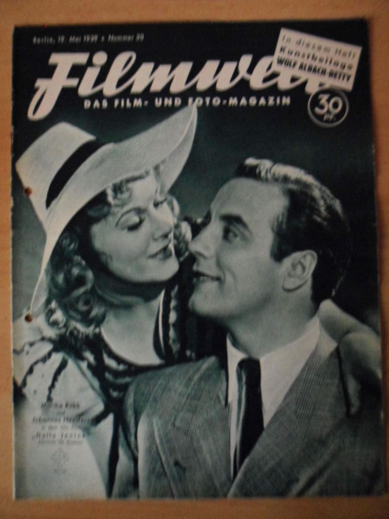 FILMWELT magazine side cover Issue 20 19 May 1939