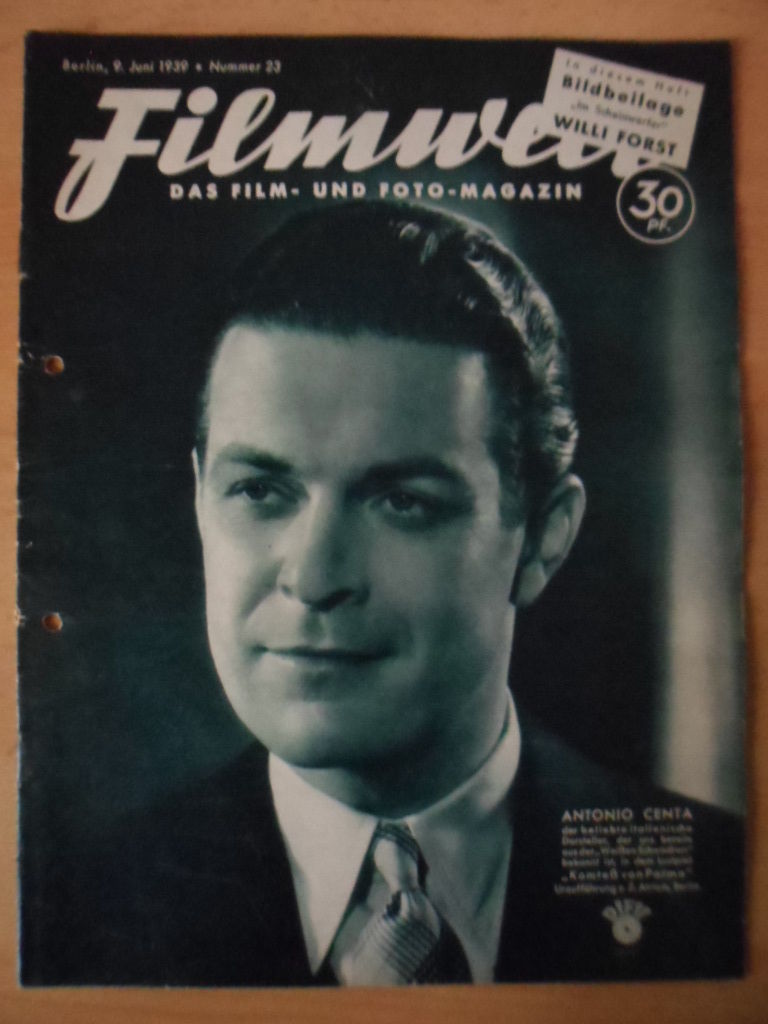 FILMWELT magazine side cover Issue 23 9 June 1939
