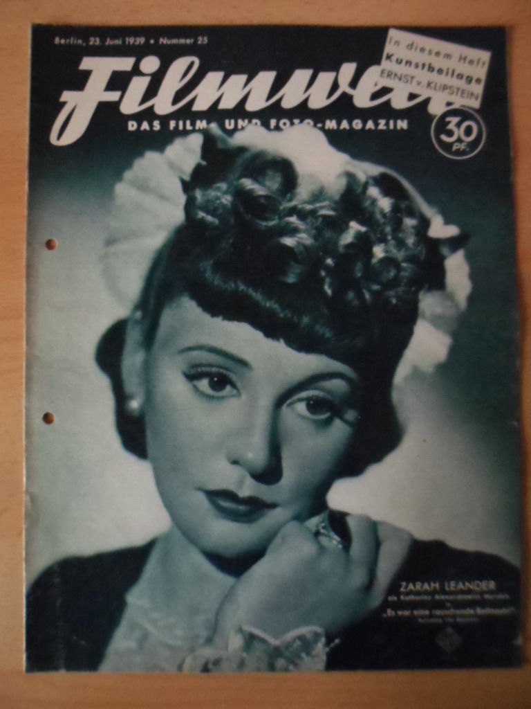 FILMWELT magazine side cover Issue 25 23 June 1939