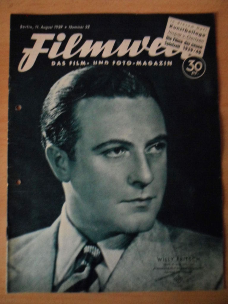 FILMWELT magazine side cover Issue 32 11 August 1939