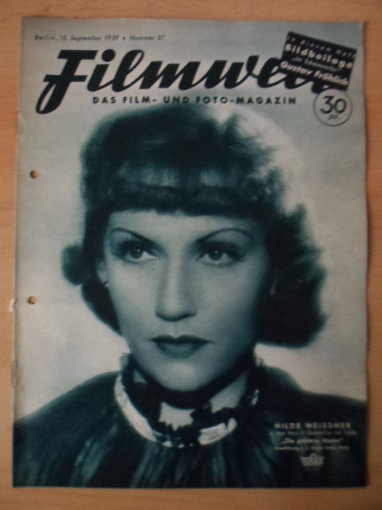 FILMWELT magazine side cover Issue 37 15 September 1939
