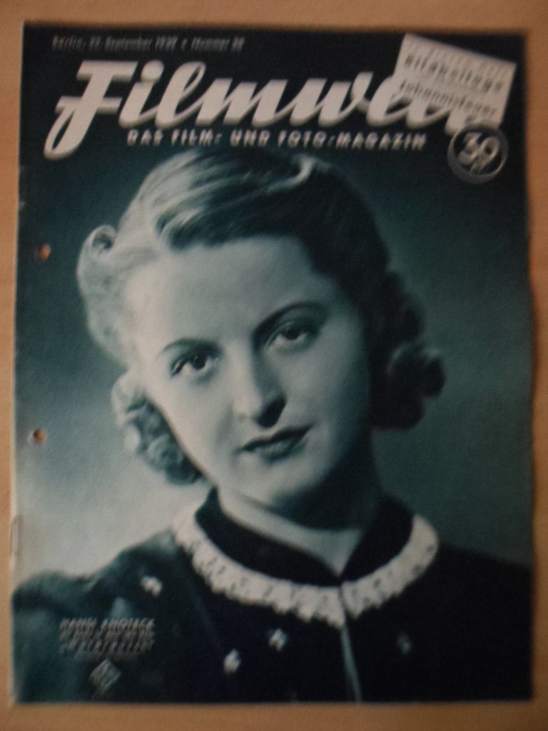 FILMWELT magazine side cover Issue 38 22 September 1939
