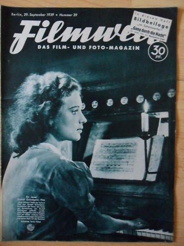 FILMWELT magazine side cover Issue 39 29 September 1939