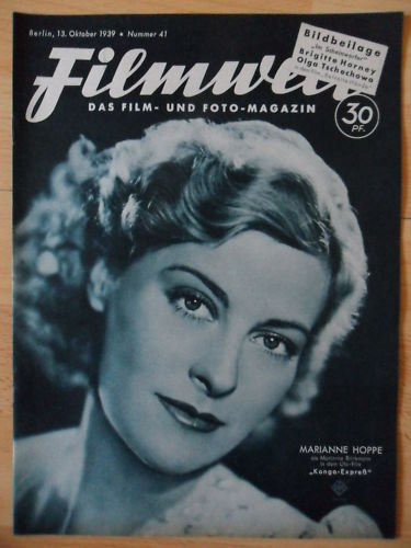 FILMWELT magazine side cover Issue 41 13 October 1939