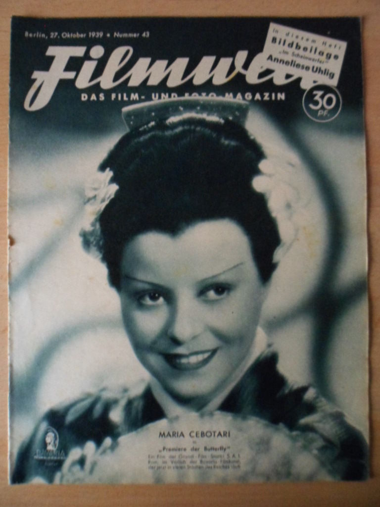 FILMWELT magazine side cover Issue 43 27 October 1939