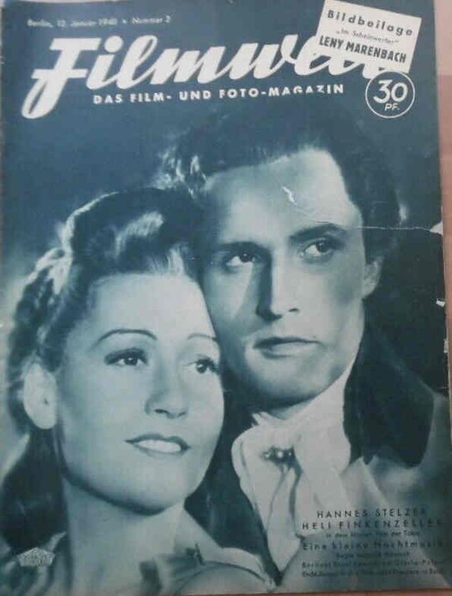 FILMWELT magazine side cover Issue 2 12 January 1940
