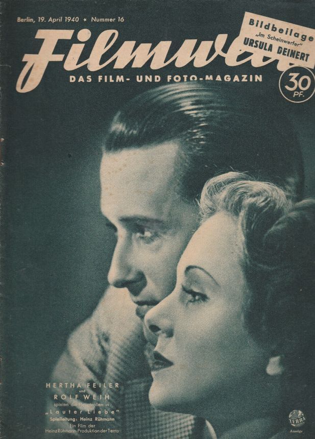 FILMWELT magazine side cover Issue 16 19 April 1940