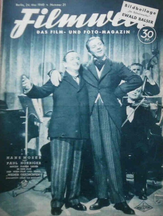 FILMWELT magazine side cover Issue 21 24 May 1940