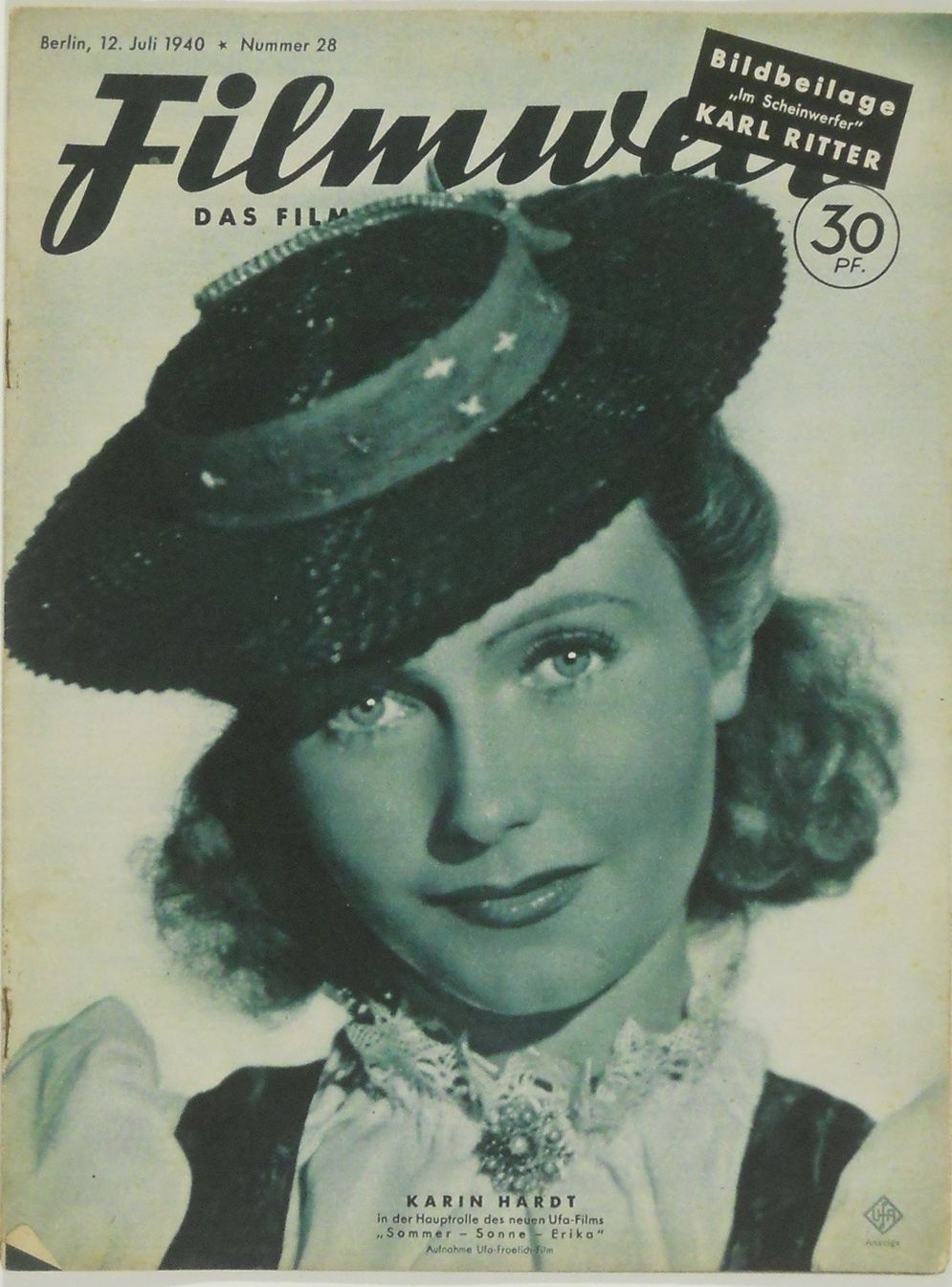 FILMWELT magazine side cover Issue 28 12 July 1940