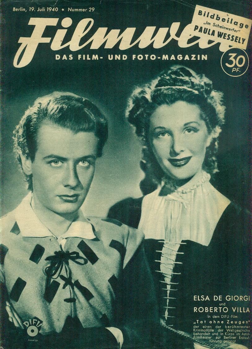 FILMWELT magazine side cover Issue 29 19 July 1940