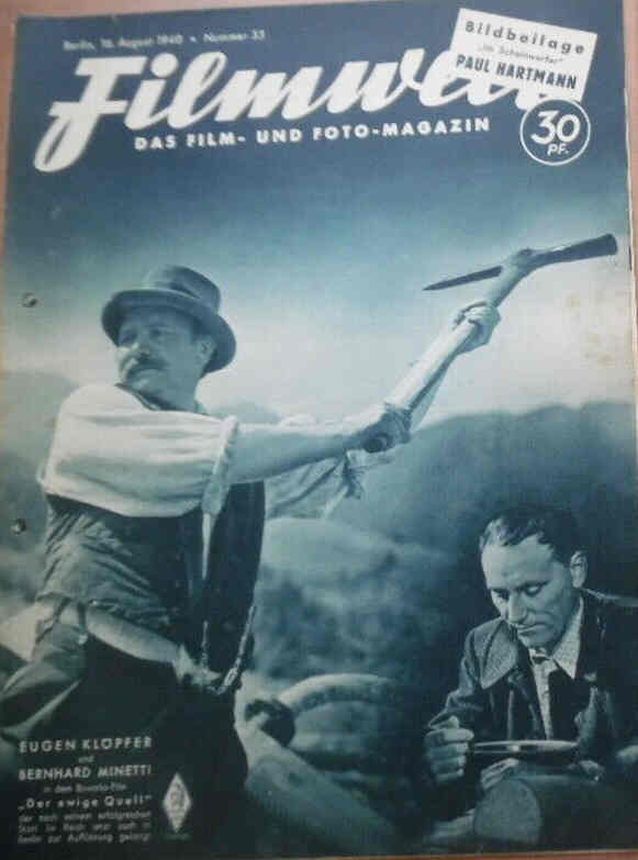 FILMWELT magazine side cover Issue 33 16 August 1940