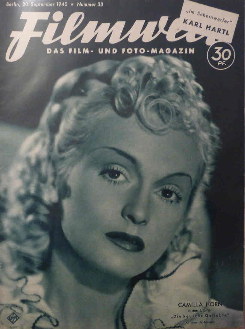 FILMWELT magazine side cover Issue 38 20 September 1940