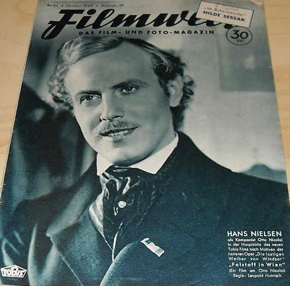FILMWELT magazine side cover Issue 40 4 October 1940