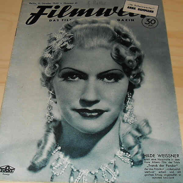 FILMWELT magazine side cover Issue 41 11 October 1940