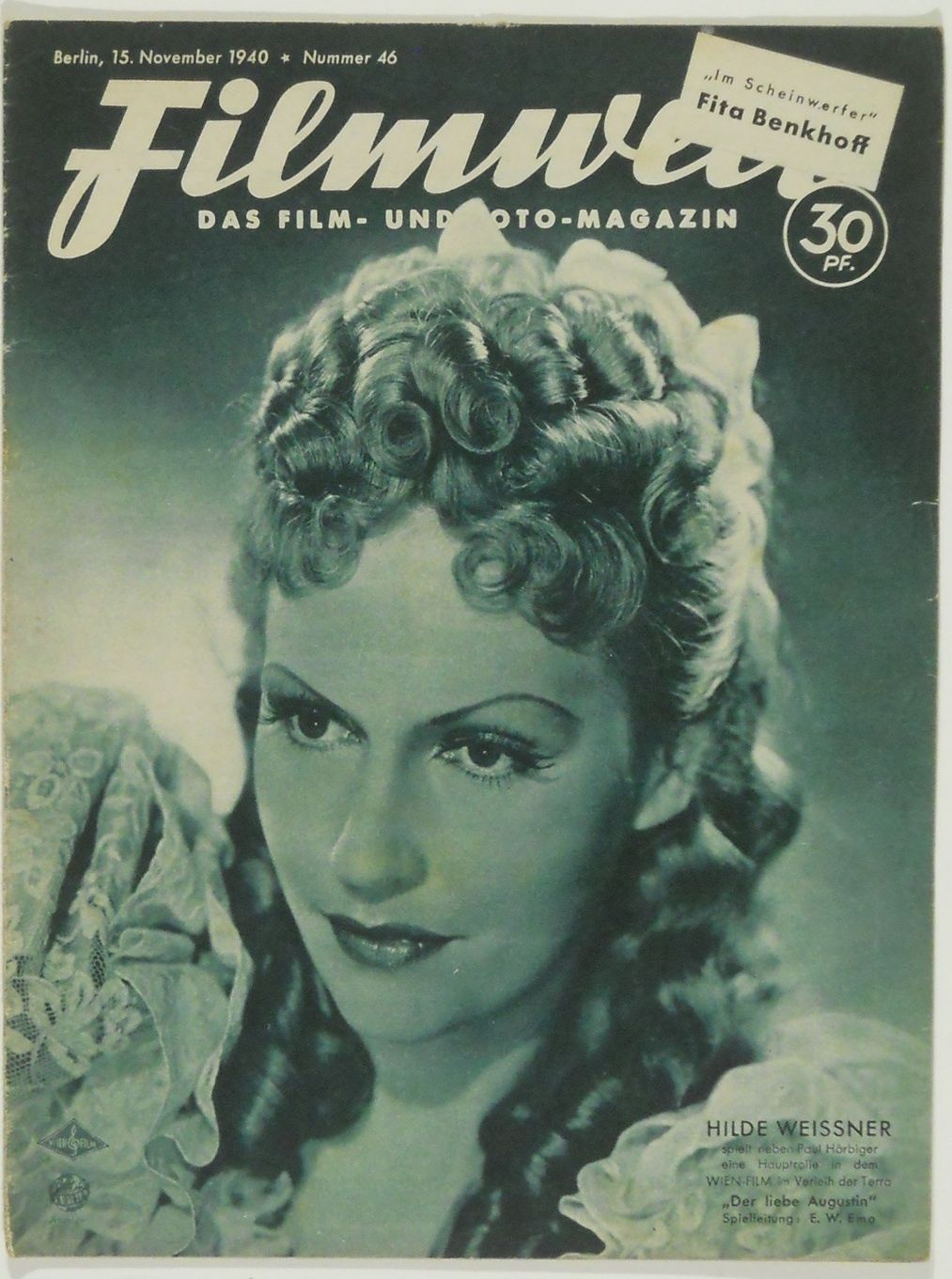 FILMWELT magazine side cover Issue 46 15 November 1940