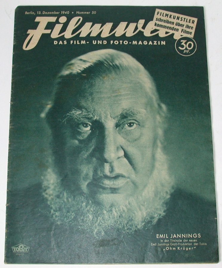 FILMWELT magazine side cover Issue 50 13 December 1940