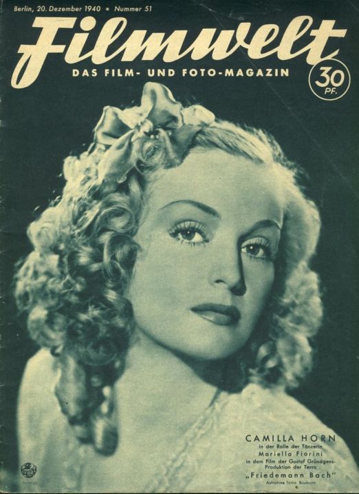 FILMWELT magazine side cover Issue 51 20 December 1940