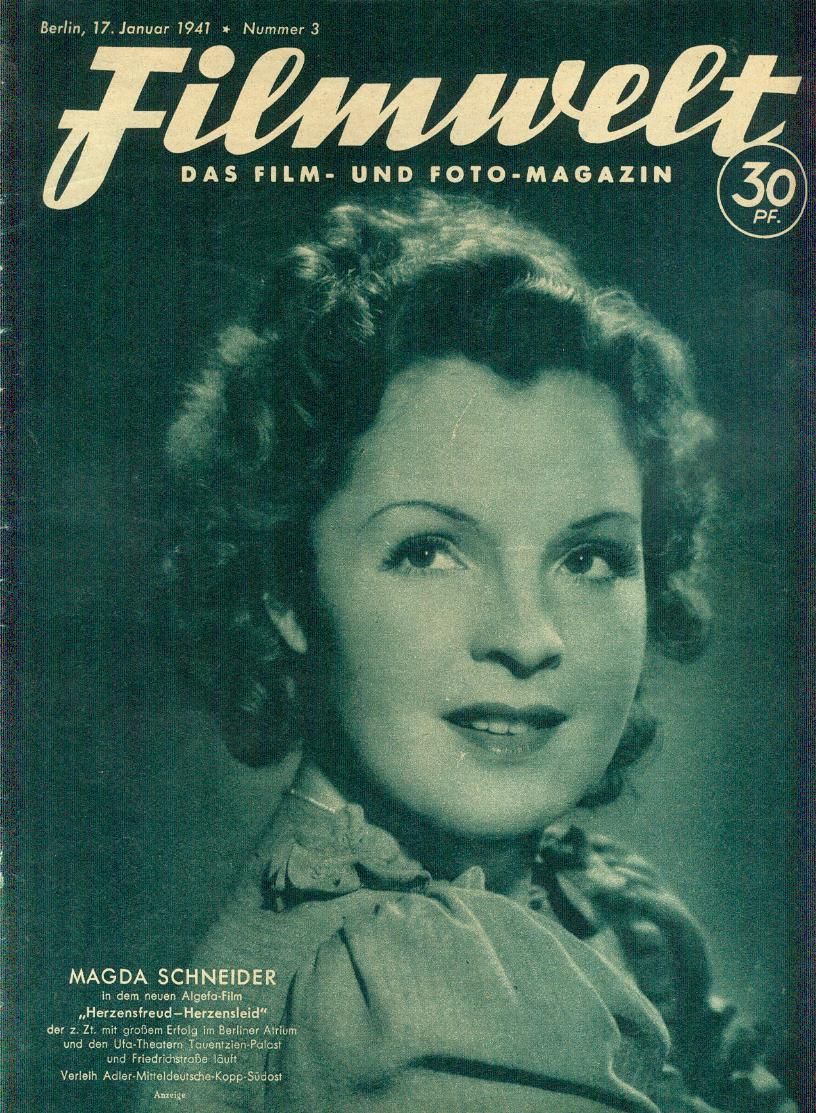 FILMWELT magazine side cover Issue 3 17 January 1941