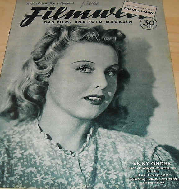 FILMWELT magazine side cover Issue 4 24 January 1941
