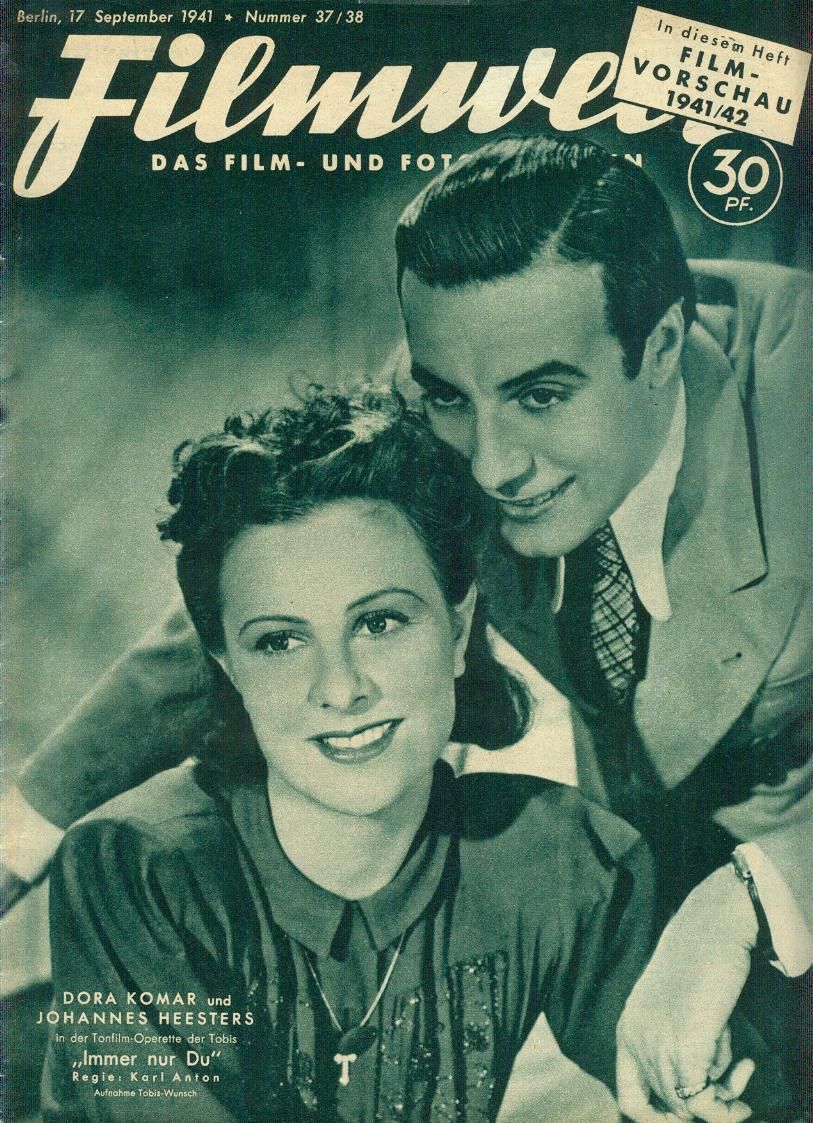 FILMWELT magazine side cover Issue 37/38 17 September 1941