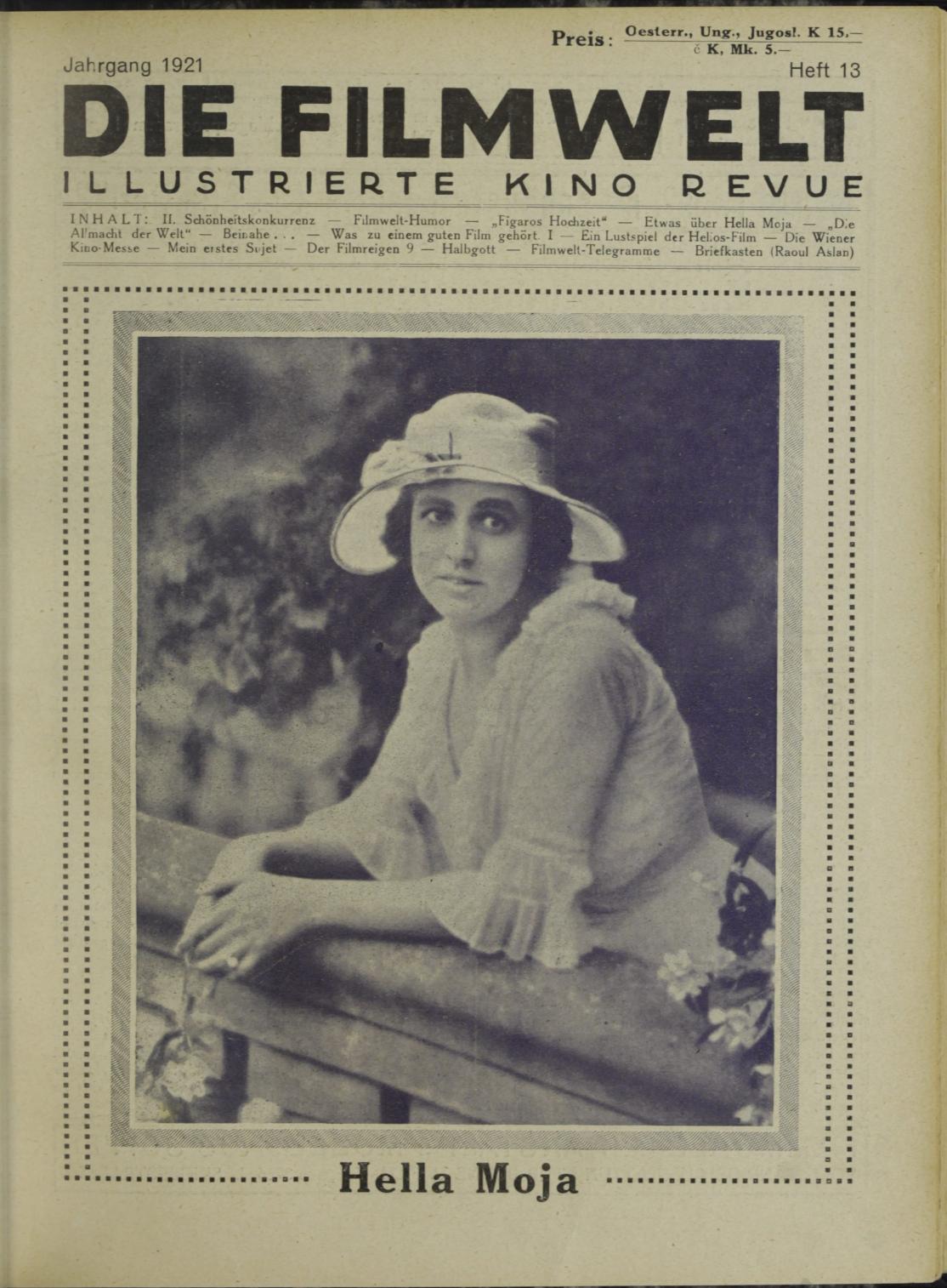 FILMWELT | DIE magazine side cover Issue 13   1921