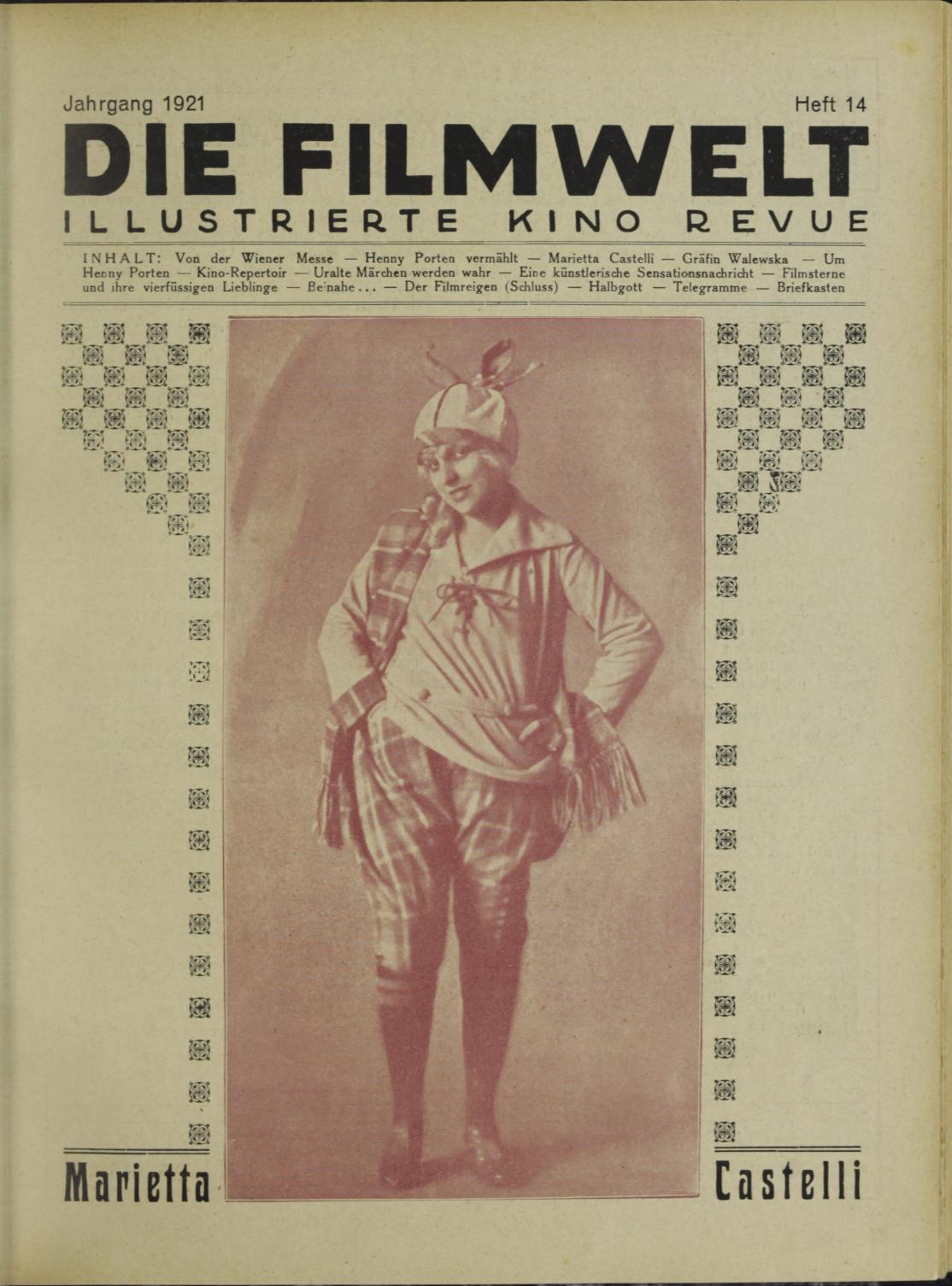 FILMWELT | DIE magazine side cover Issue 14   1921