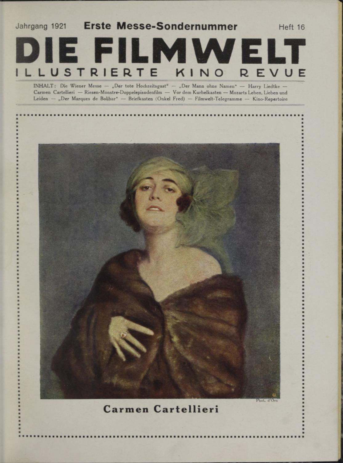 FILMWELT | DIE magazine side cover Issue 16   1921