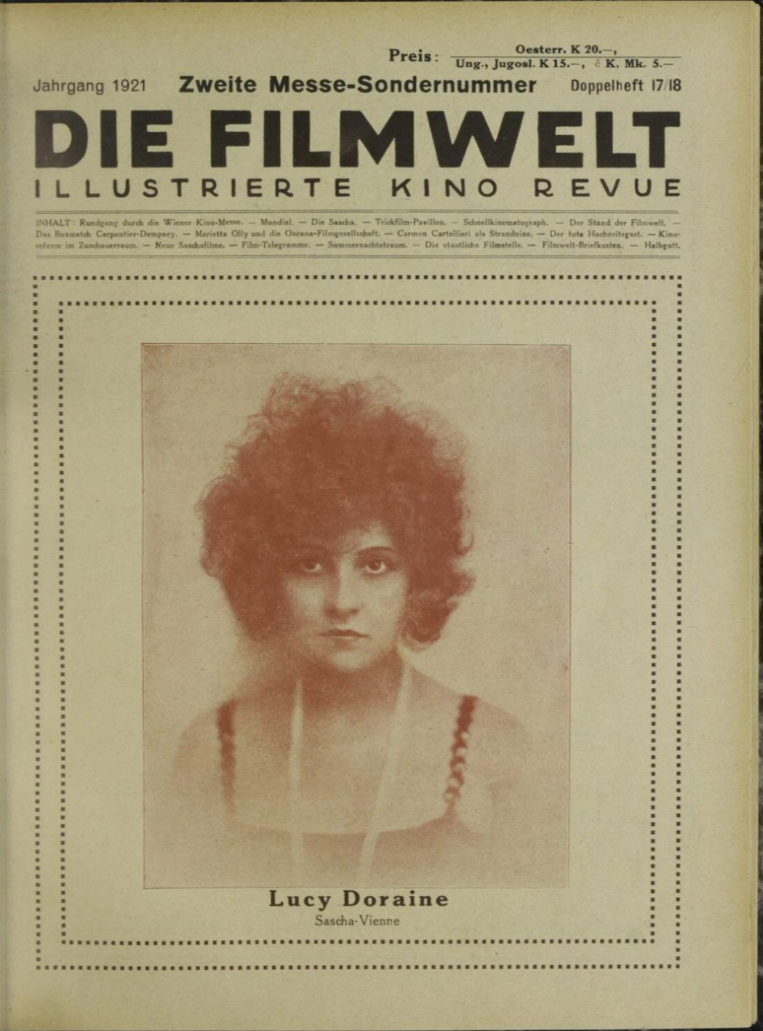 FILMWELT | DIE magazine side cover Issue 17-18   1921