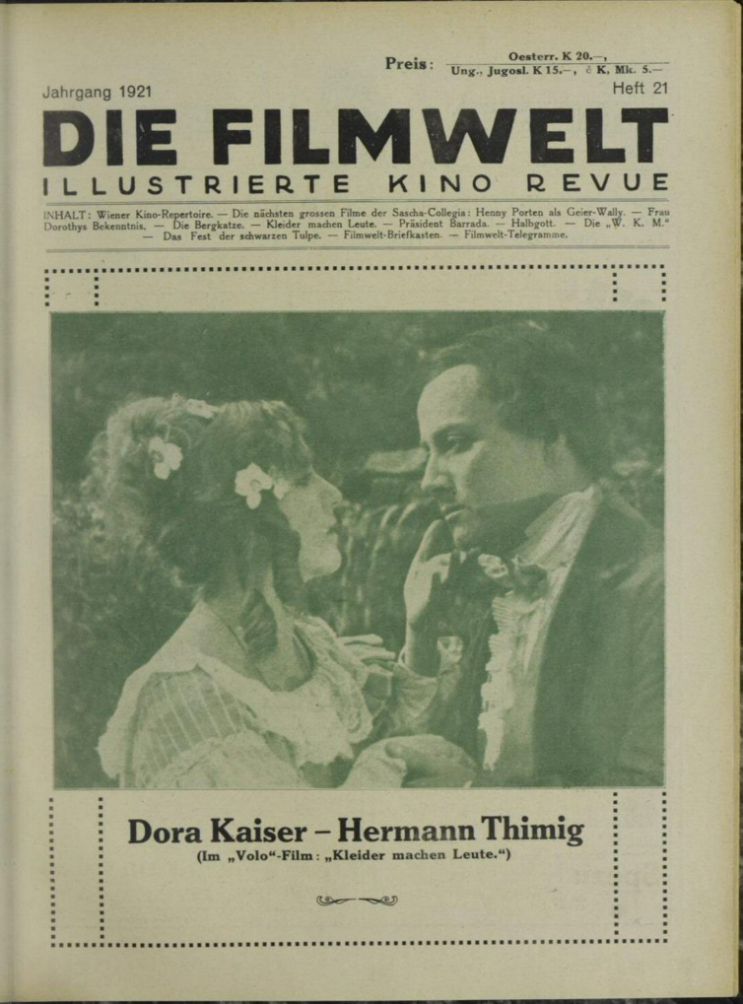 FILMWELT | DIE magazine side cover Issue 21   1921