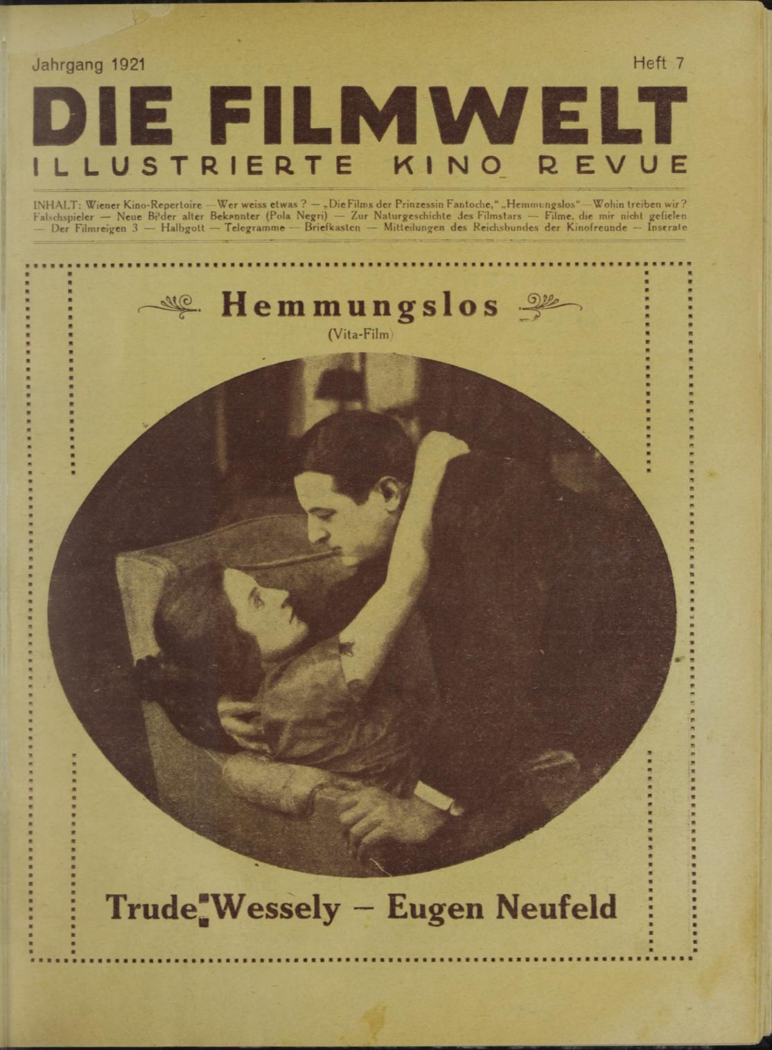 FILMWELT | DIE magazine side cover Issue 7   1921