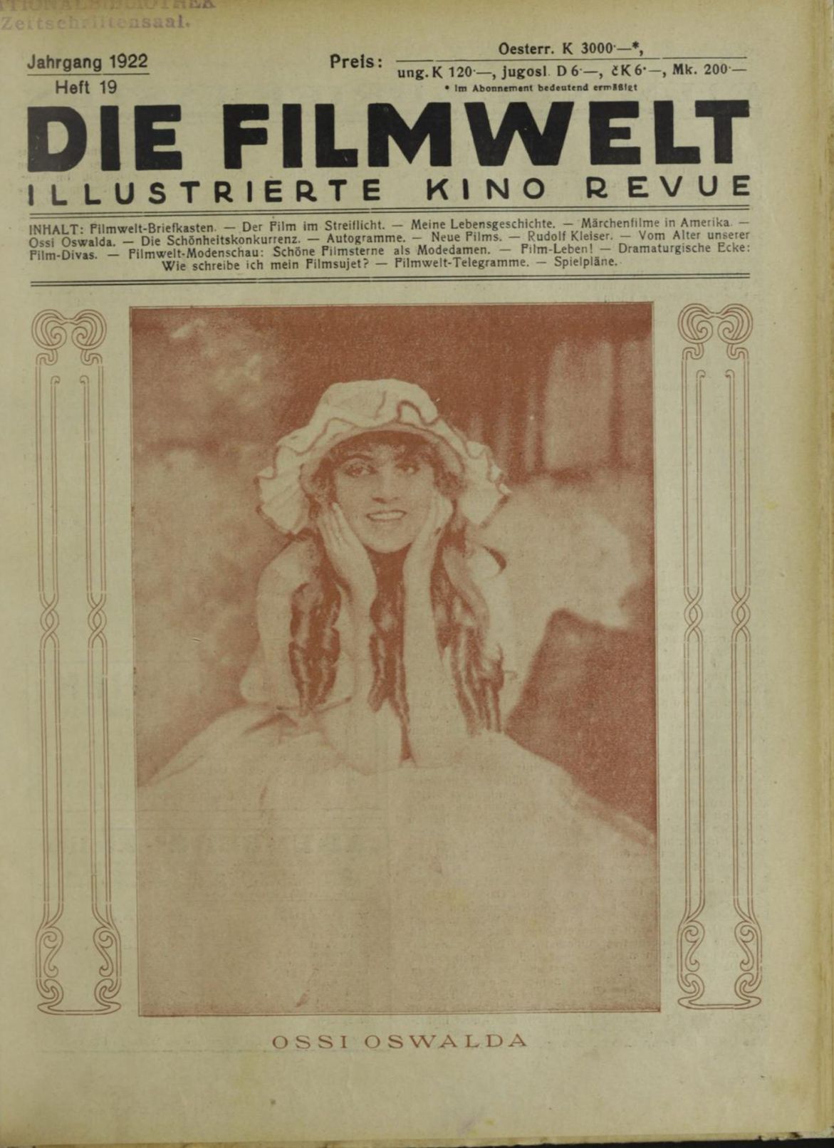 FILMWELT | DIE magazine side cover Issue 19   1922