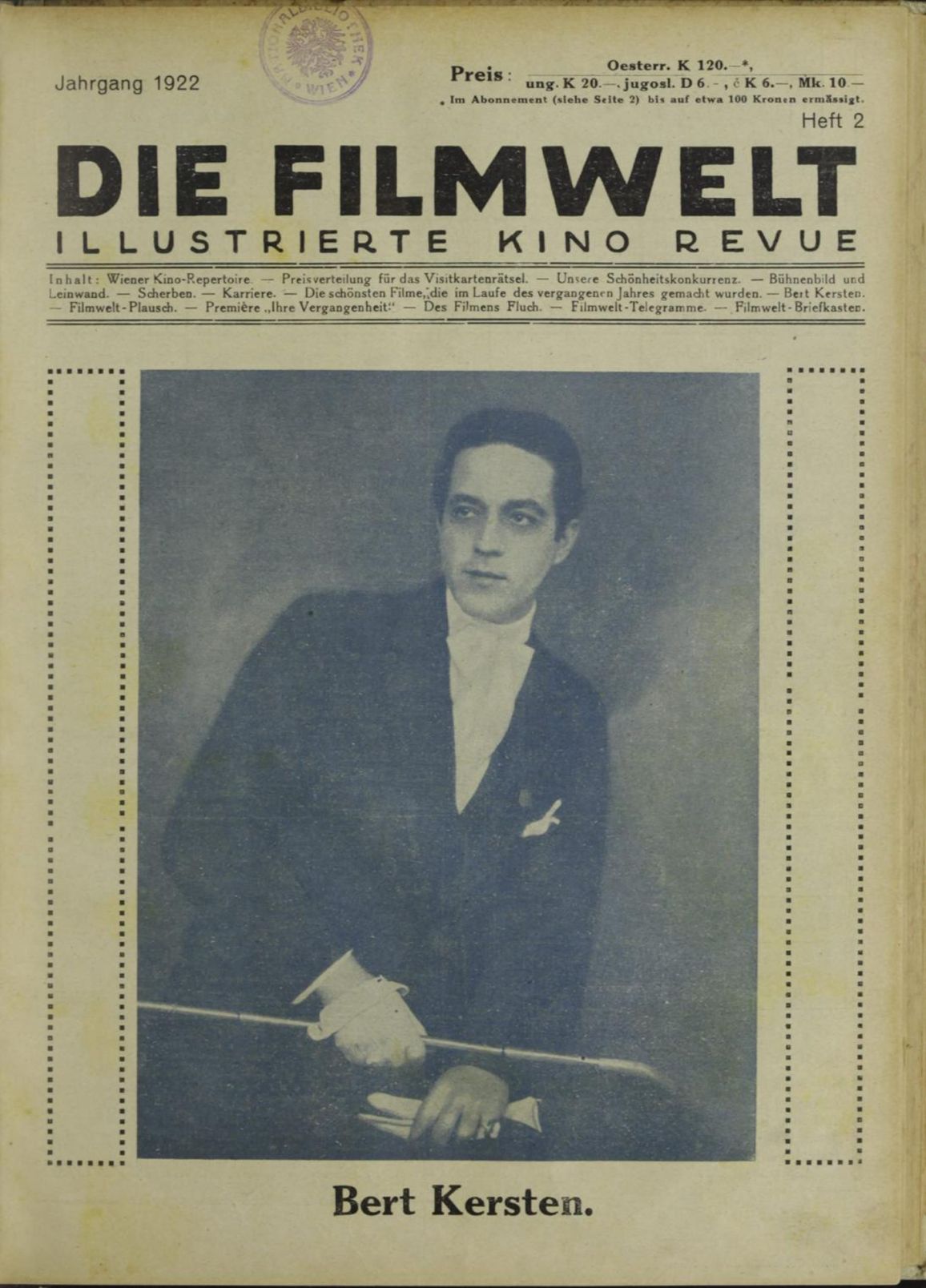 FILMWELT | DIE magazine side cover Issue 2   1922